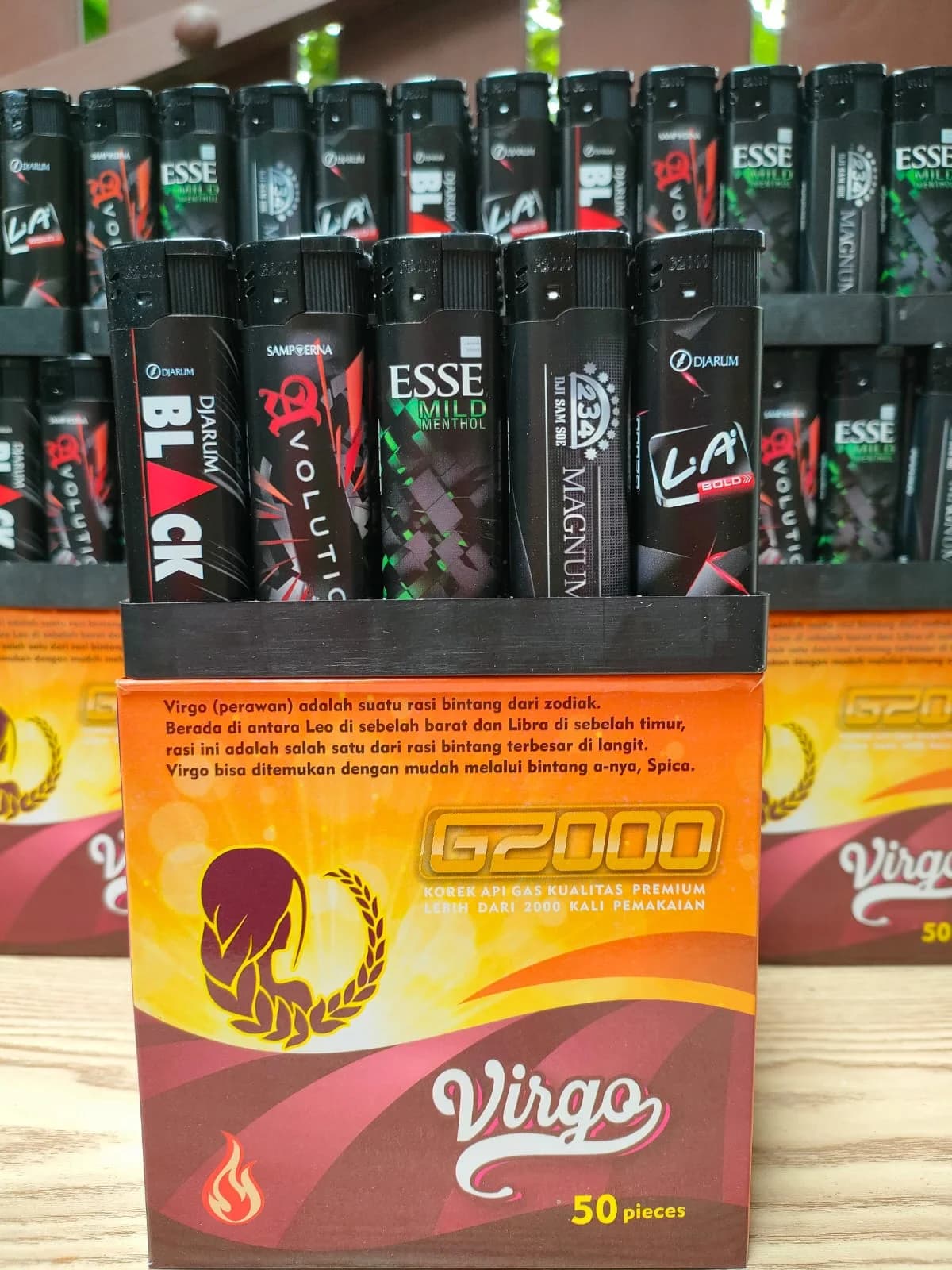 Korek Api Gas G2000 Virgo Cigarette Black Edition (50 Pcs)