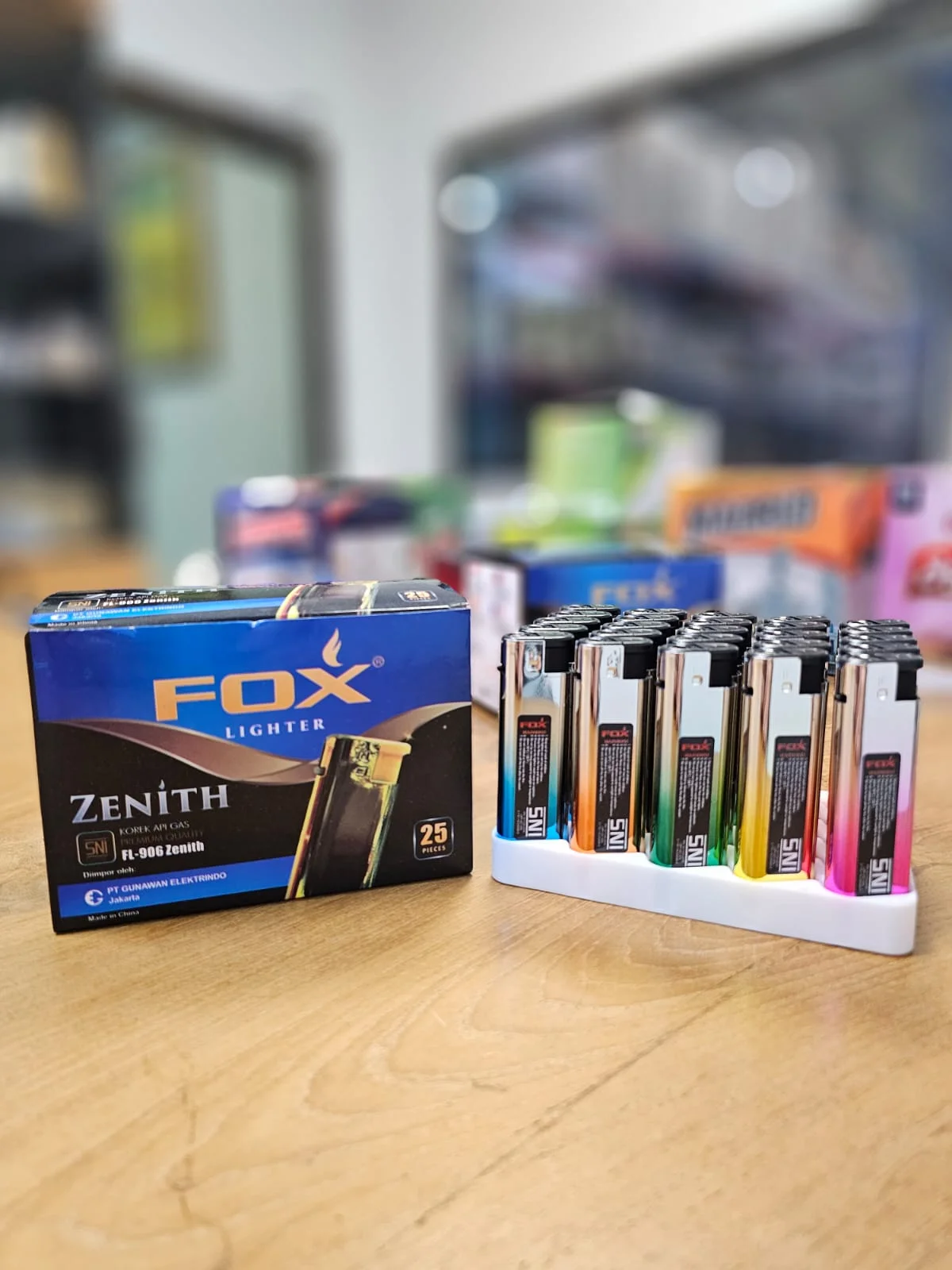 Korek Api Elektrik FOX Zenith FL-906 Chrome Gradient (25 Pcs)