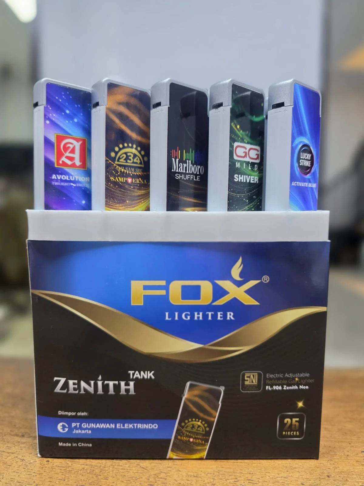 Korek Api Elektrik FOX Zenith Tank FL-906 Flat Series (25 Pcs)