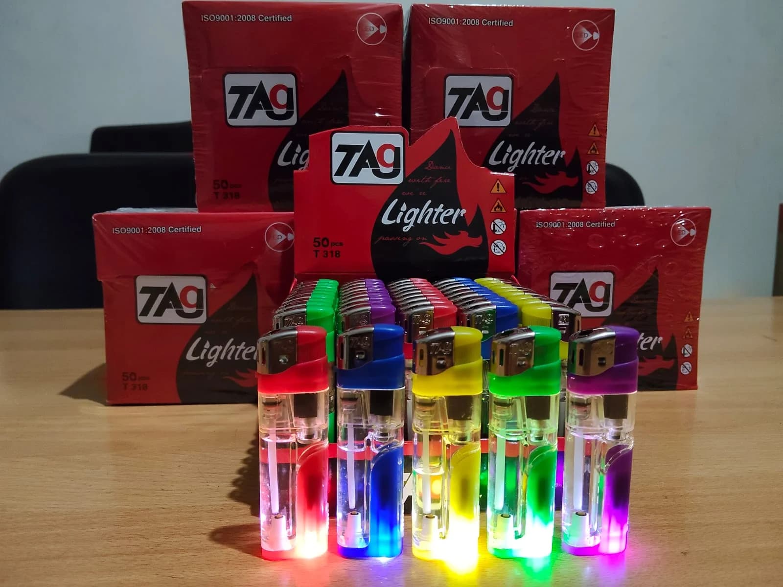 Korek Api Gas TAG T 318 Glowing LED Bottom (50 Pcs)