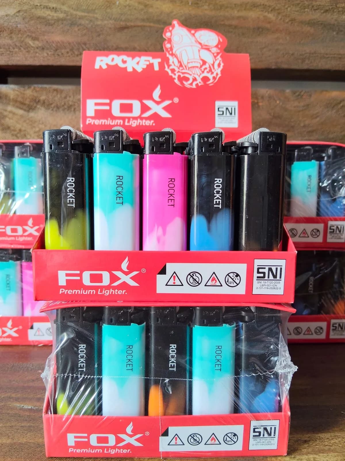 Korek Api FOX Rocket Dual-Tone Splash Series (50 Pcs)
