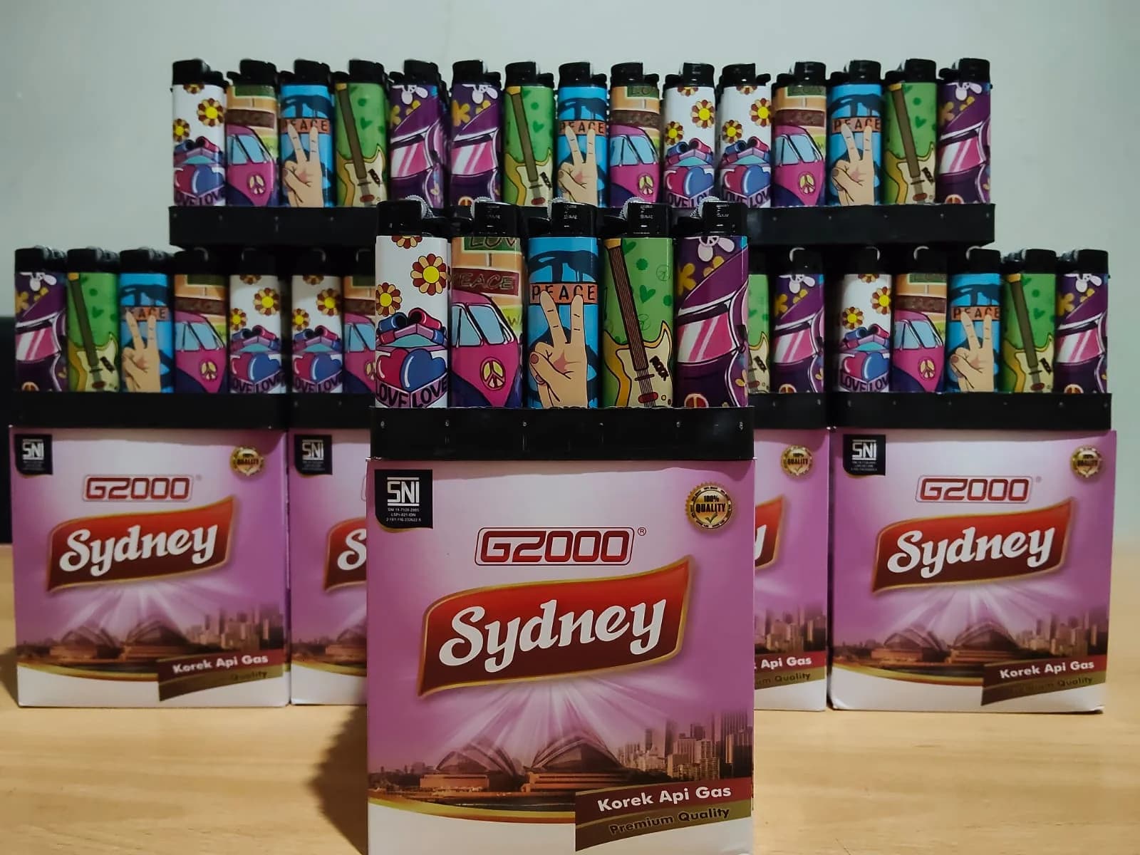 Korek Api Gas G2000 Sydney Retro Peace & Music (50 Pcs)