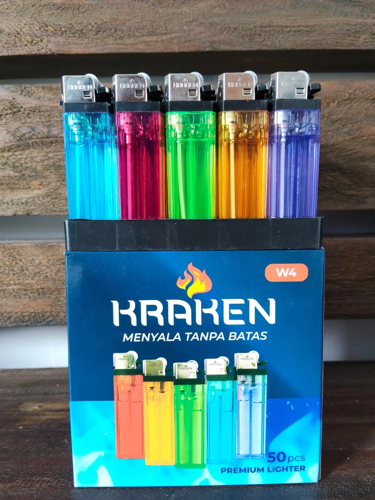 Korek Api Gas KRAKEN W4 Menyala Tanpa Batas (50 Pcs)
