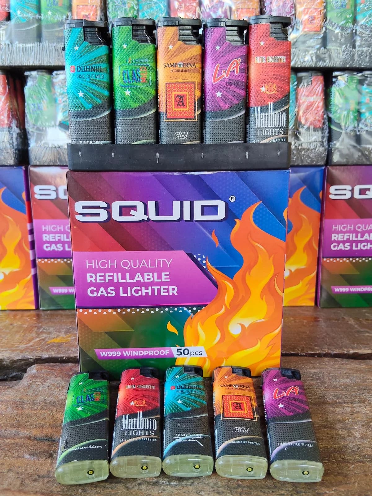 Korek Api Gas SQUID W999 Windproof Refillable (50 Pcs)