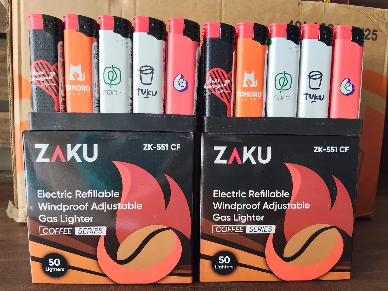 Korek Api Gas ZAKU ZK-551 CF Coffee Series Indonesia (50 Pcs)