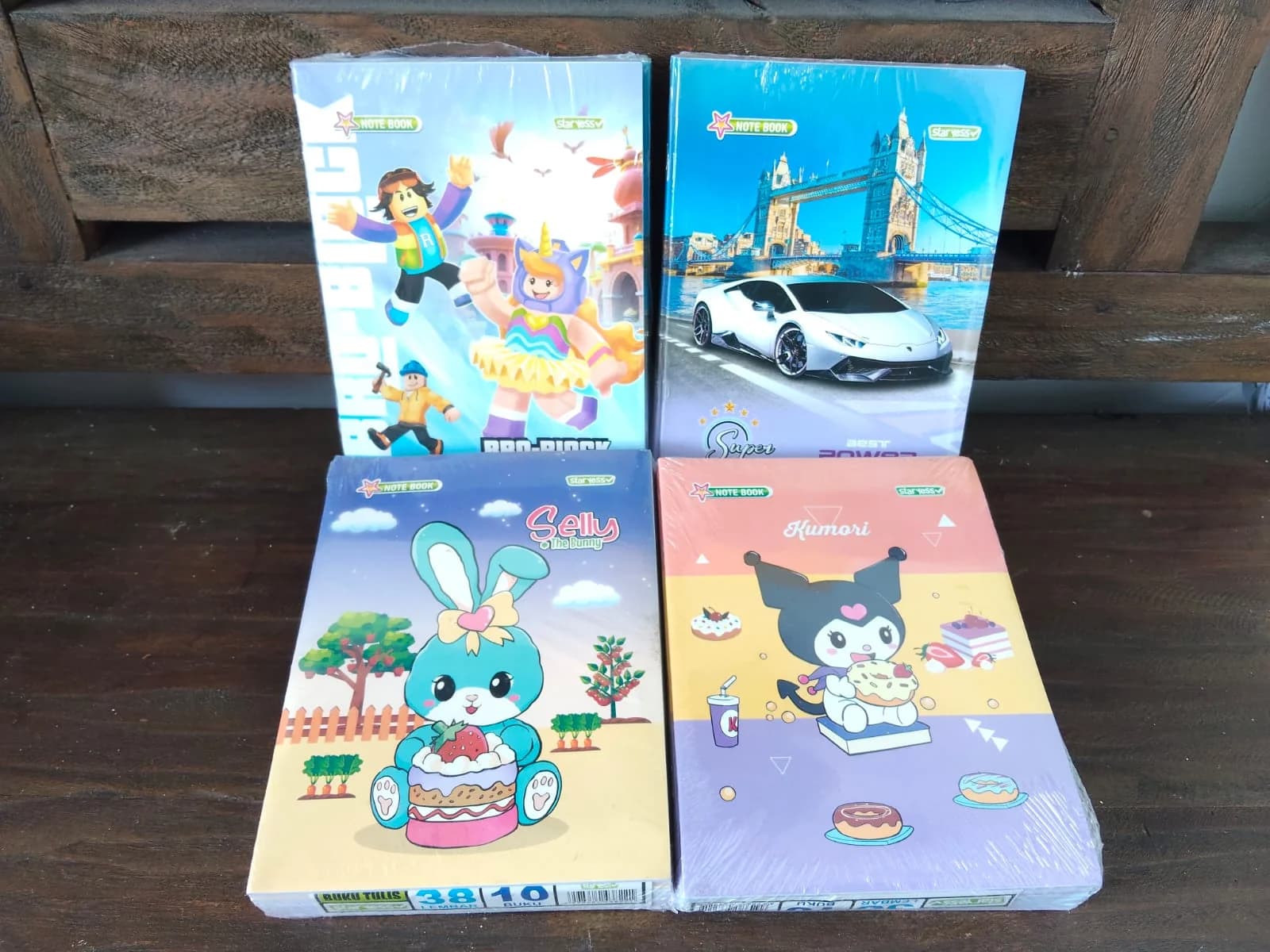 Buku Tulis Starless Karakter Lucu 38 Lembar Kuromi, Roblox, Supercar Full Color (Pack 10 Buku)